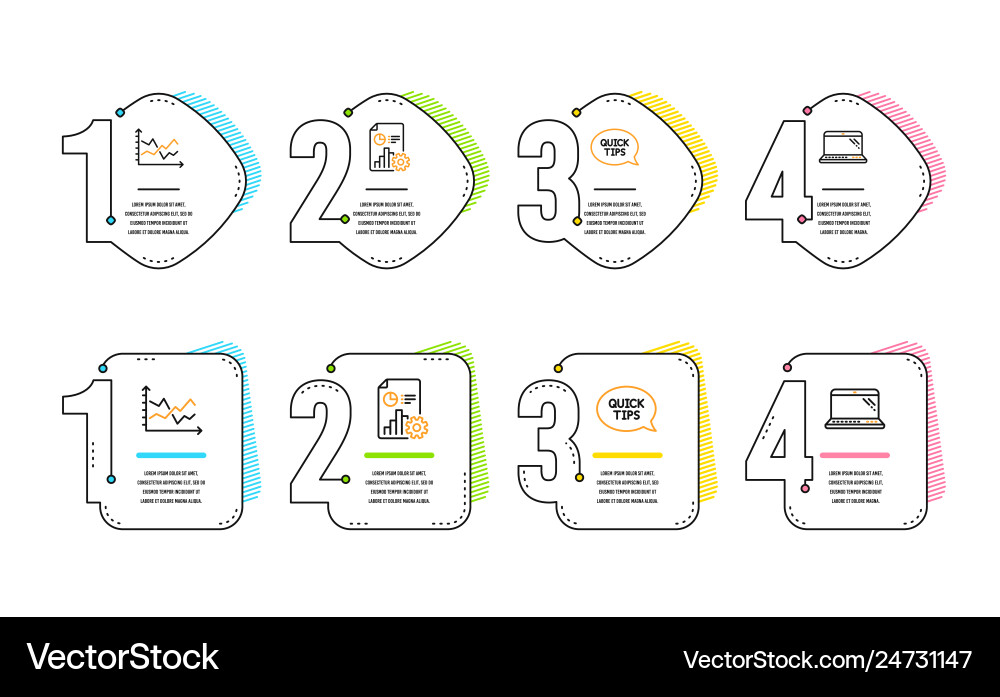 Quickstart guide report and diagram chart icons Quickstart guide report and diagram chart icons vector image