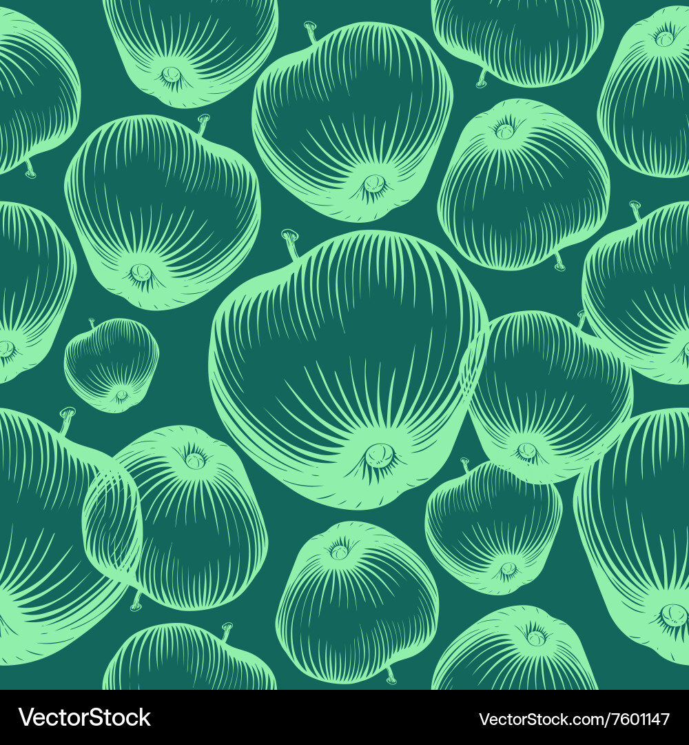 Seamless pattern with drawing of apples vector image