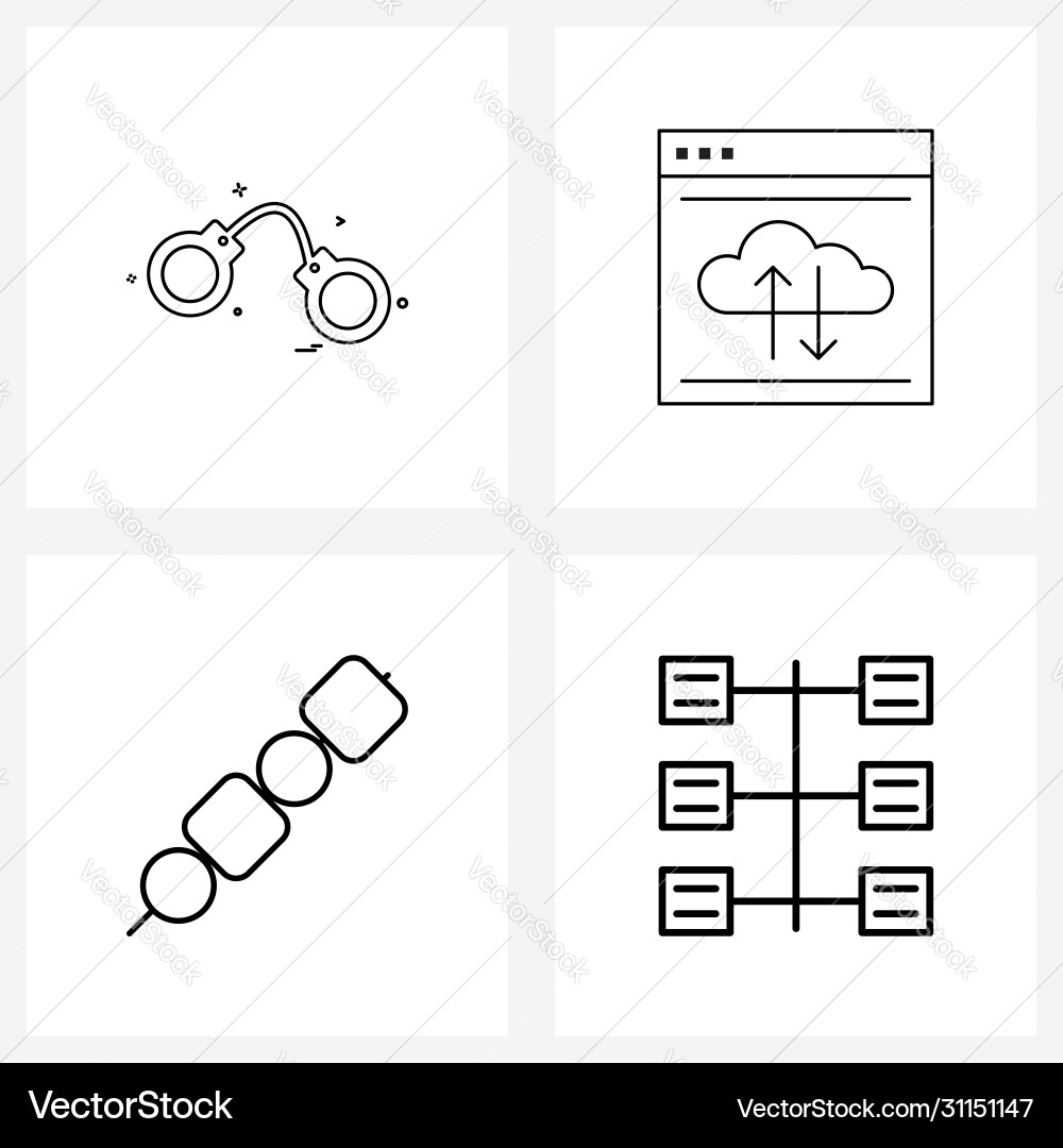 Set 4 simple line icons for web and print vector image