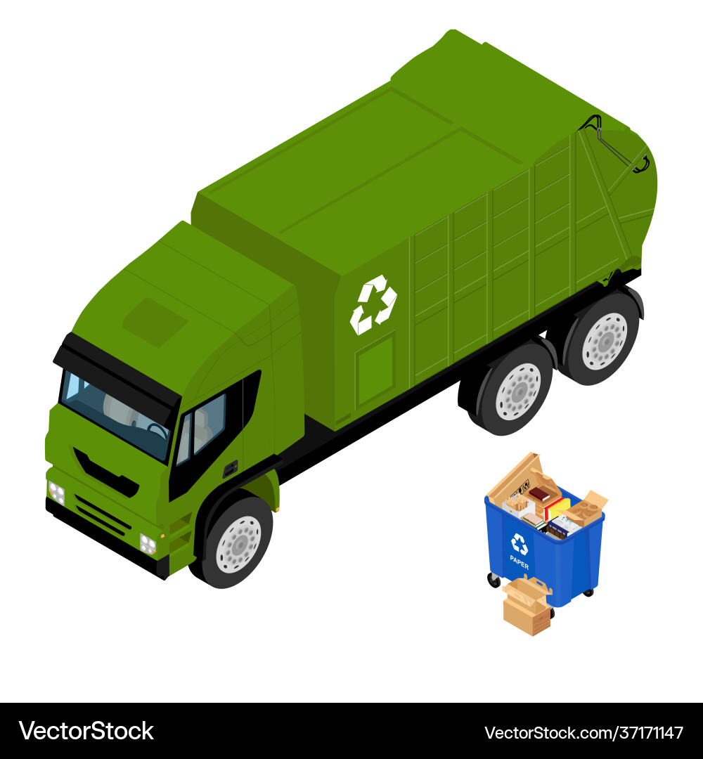 Trash garbage can with sorted paper Trash garbage can with sorted paper vector image