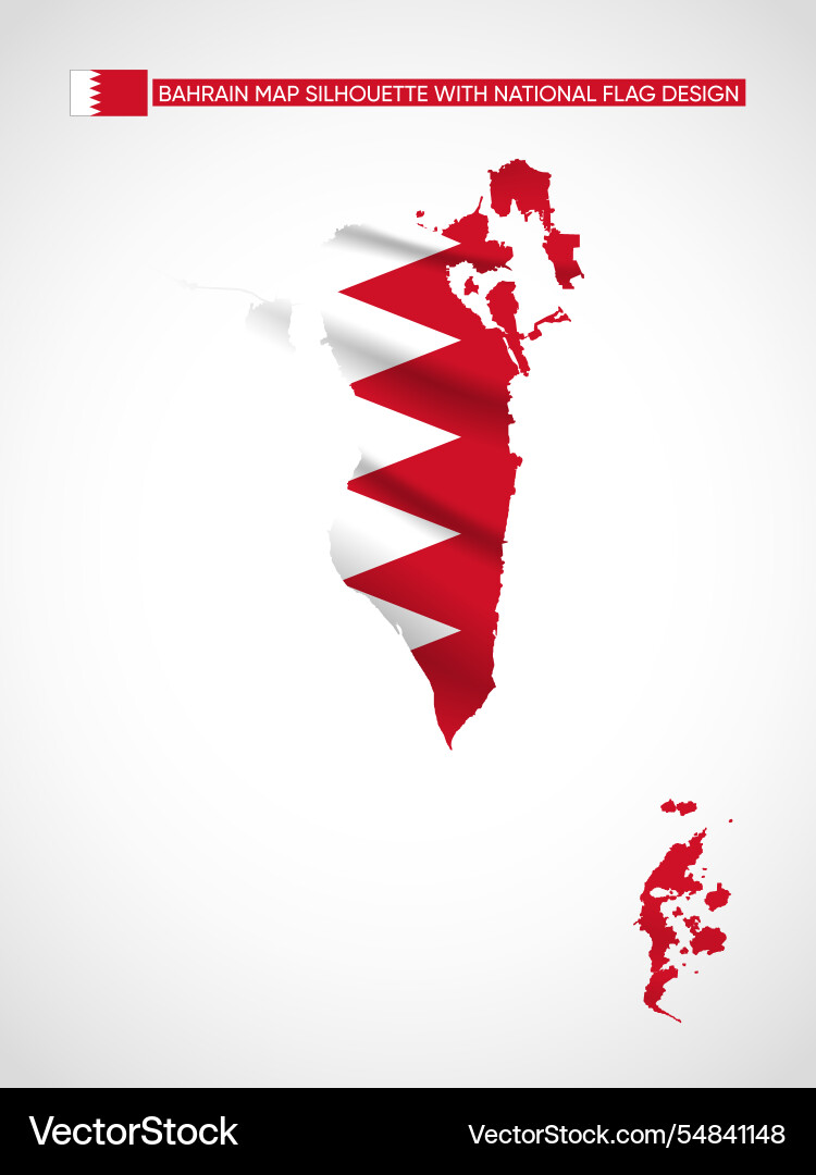 Bahrain map silhouette with national flag design Vector Image