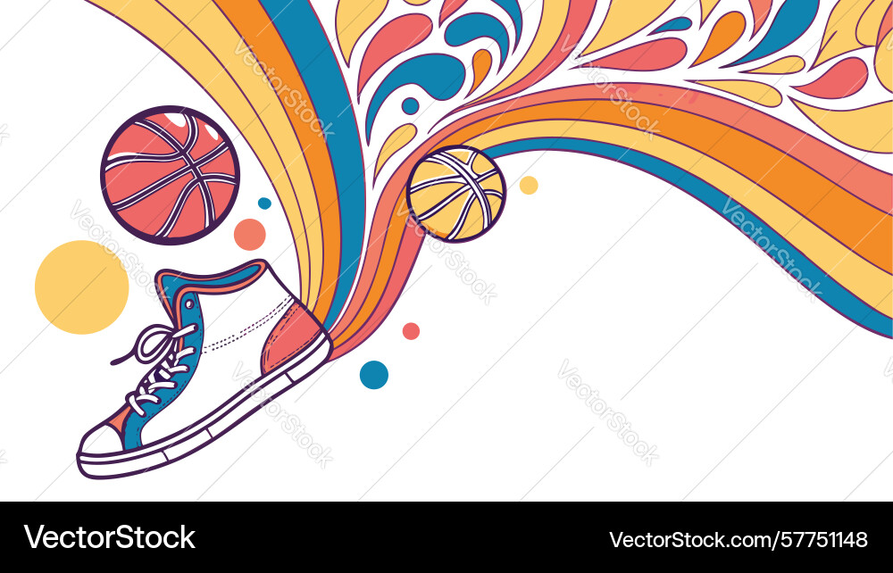 Basketball player and dynamic abstract waves vector image
