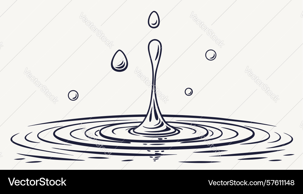 Dynamic water drop splash design generative ai vector image
