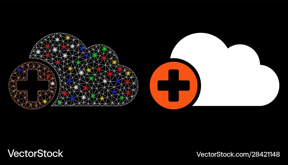 Flare mesh wire frame create cloud icon with Flare mesh wire frame create cloud icon with vector image