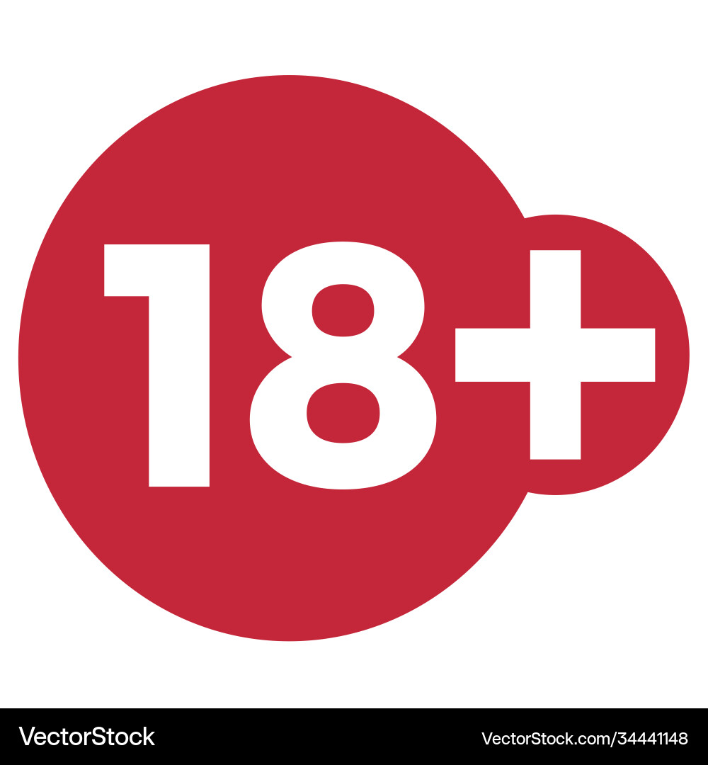 Red drop icon circle with age limit Vector Image