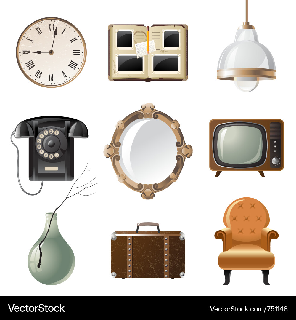 Retro Home Objects Collection vector image