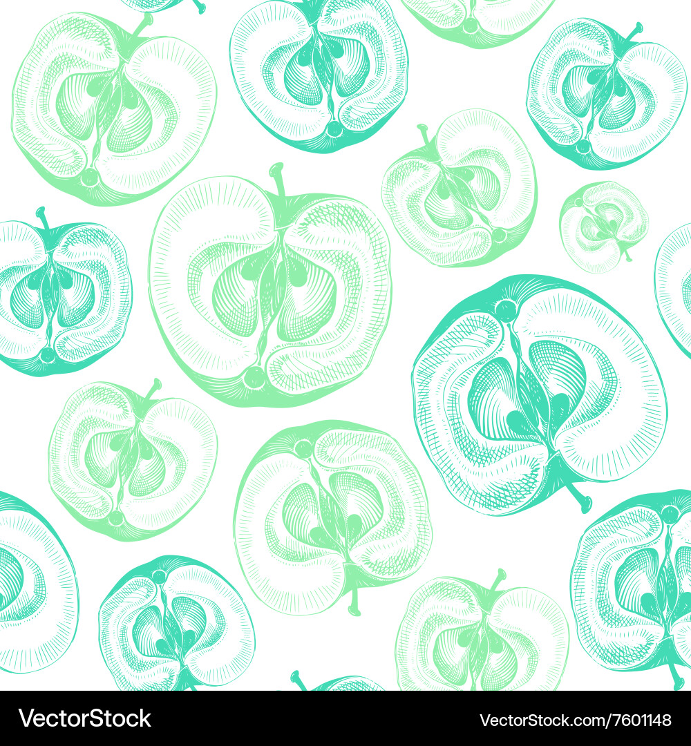 Seamless pattern with apples cut in half vector image