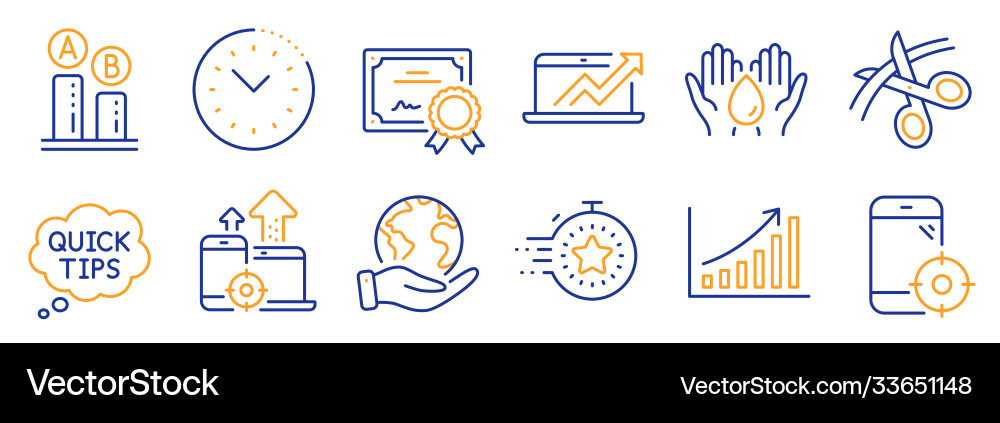 Set science icons such as timer graph chart Set science icons such as timer graph chart vector image