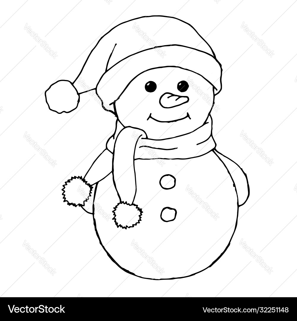 Sketching style snowmen and christmas gift boxes Sketching style snowmen and christmas gift boxes vector image