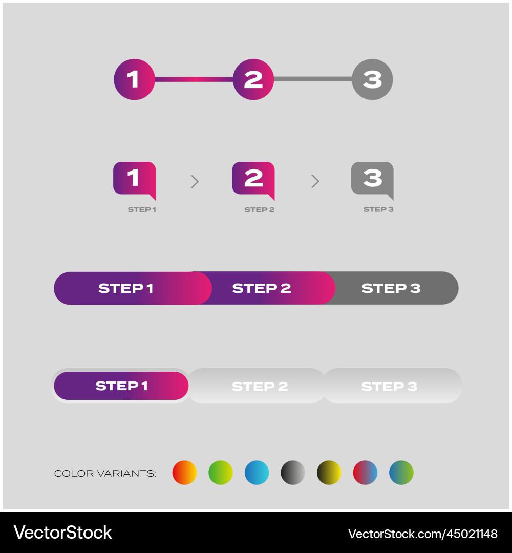 Step one two three progress bar web button vector image