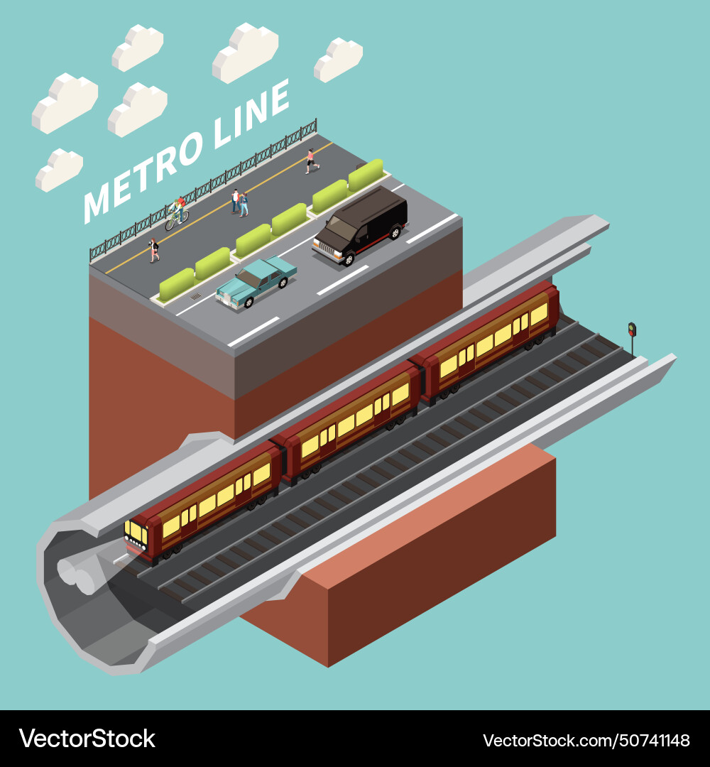 Subway metro isometric composition Royalty Free Vector Image