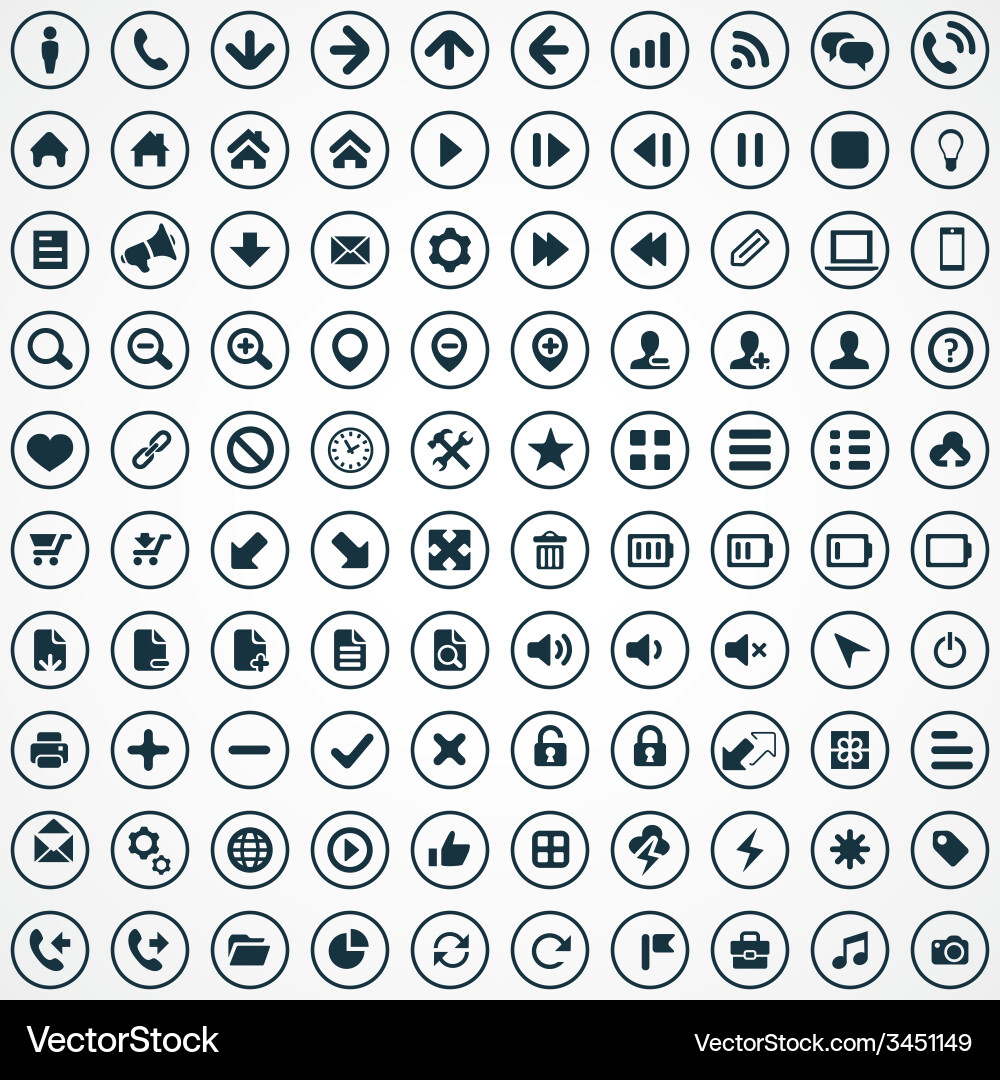 100 ui icons for web and mobile vector image