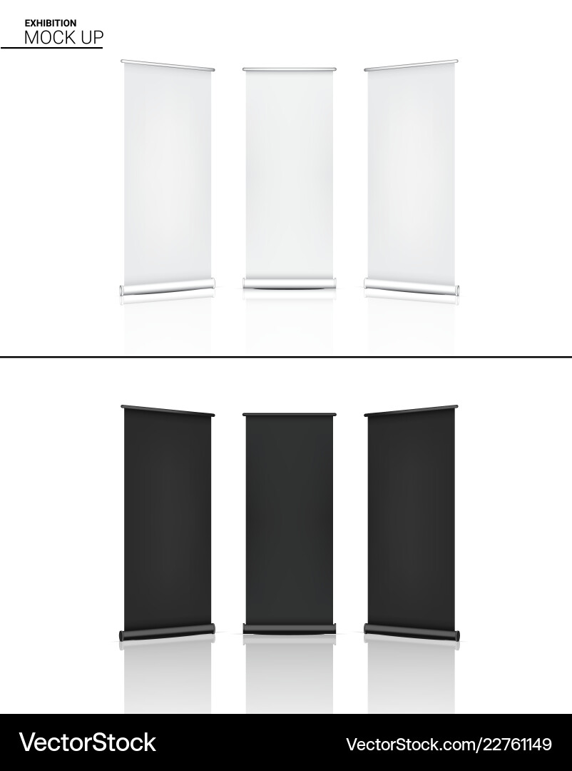 3d mock up realistic roll display pop booth vector image