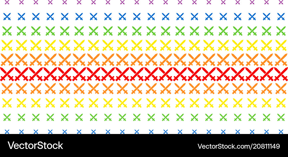 Crossing swords shape halftone spectrum grid Crossing swords shape halftone spectrum grid vector image