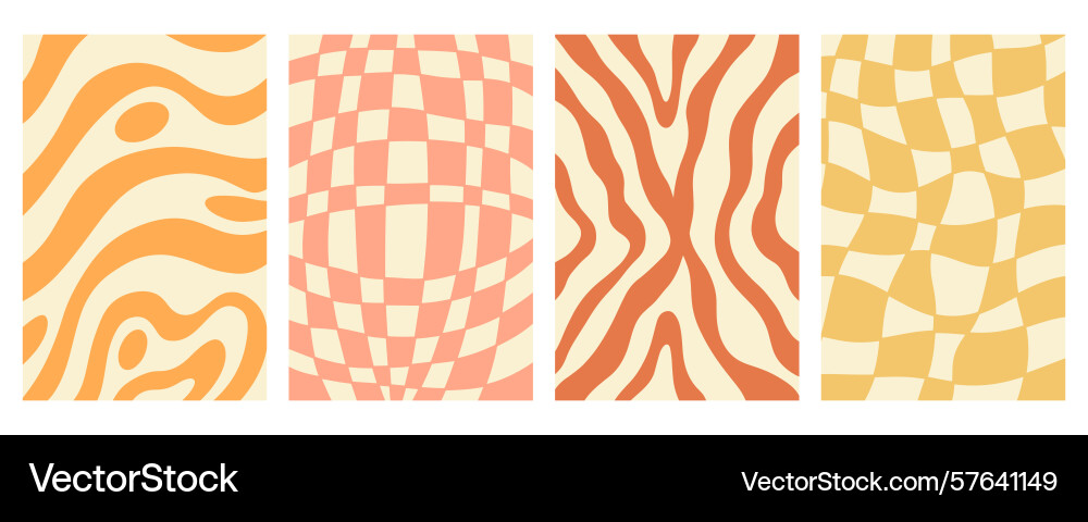 Distorted wavy retro patterns background set Distorted wavy retro patterns background set vector image