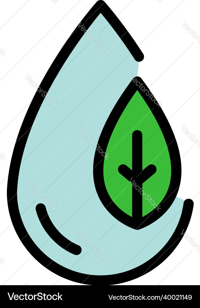 Drop and leaf in a circle icon color outline Vector Image