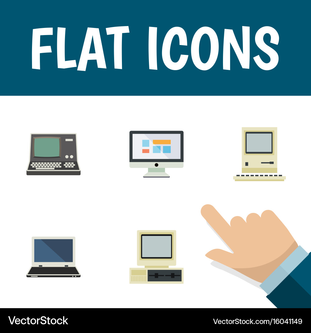 Flat icon computer set of display technology vector image
