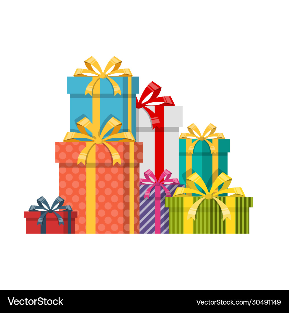 Geschenkboxen mit Bändern Vektorbild