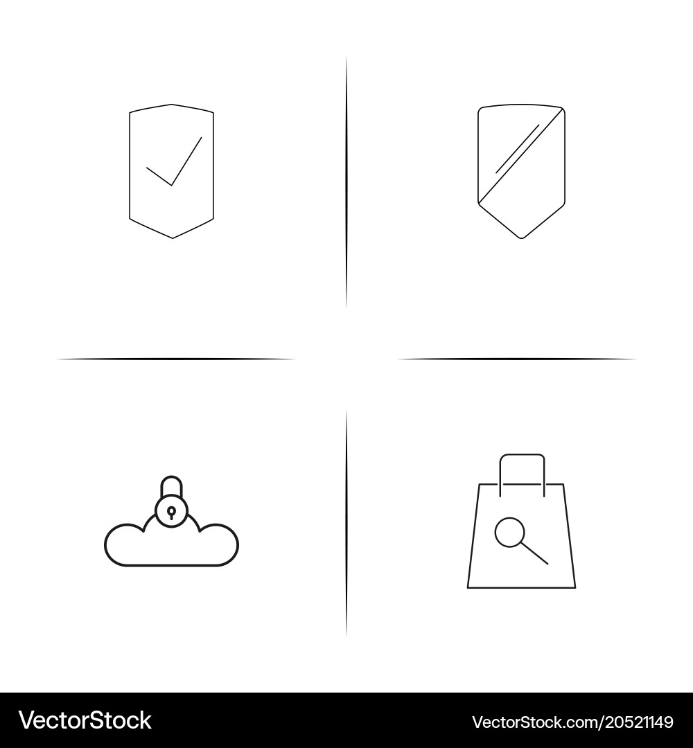 Internet security simple linear icons set Vector Image