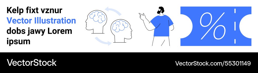 Man explaining brainstorming concept and discount Vector Image