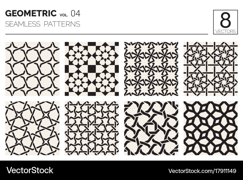 Minimal geometric seamless patterns set vector image