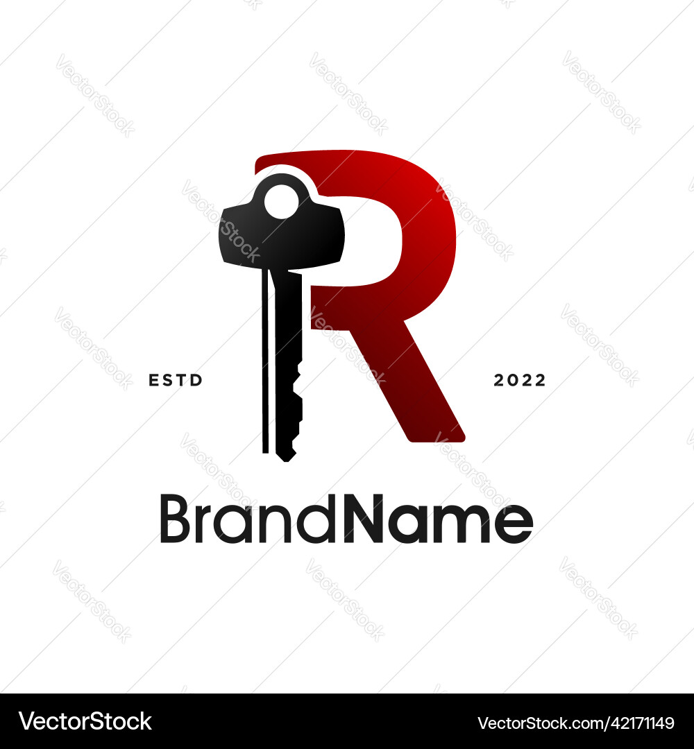Modern initial r key Modern initial r key vector image