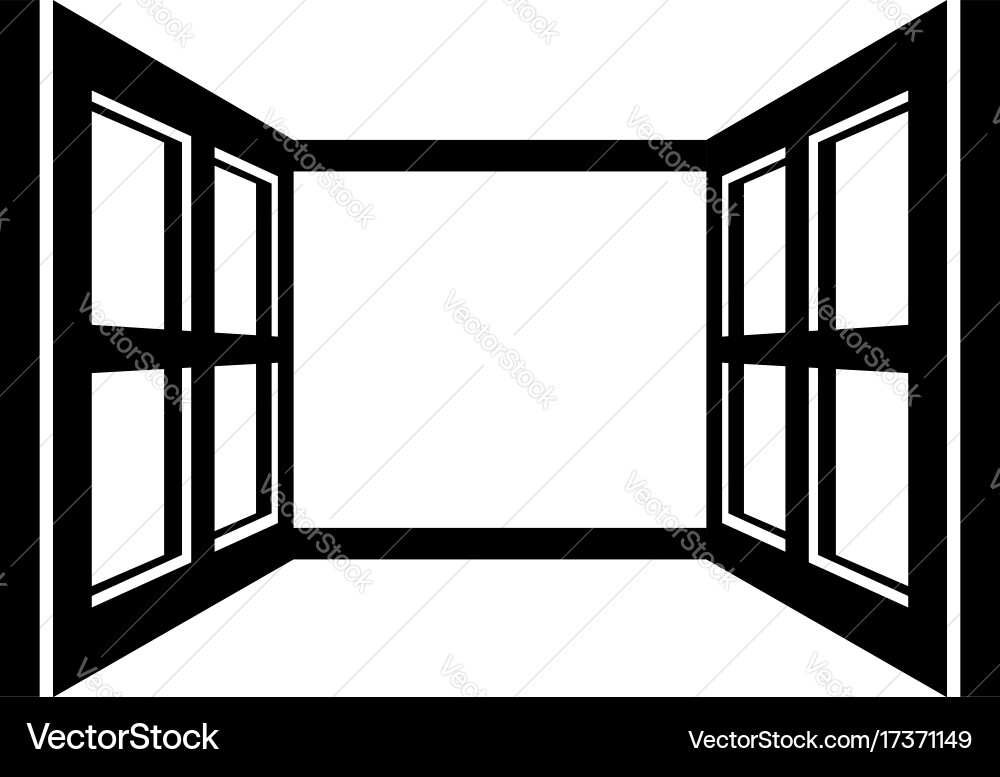 Open window frame icon simple black style vector image