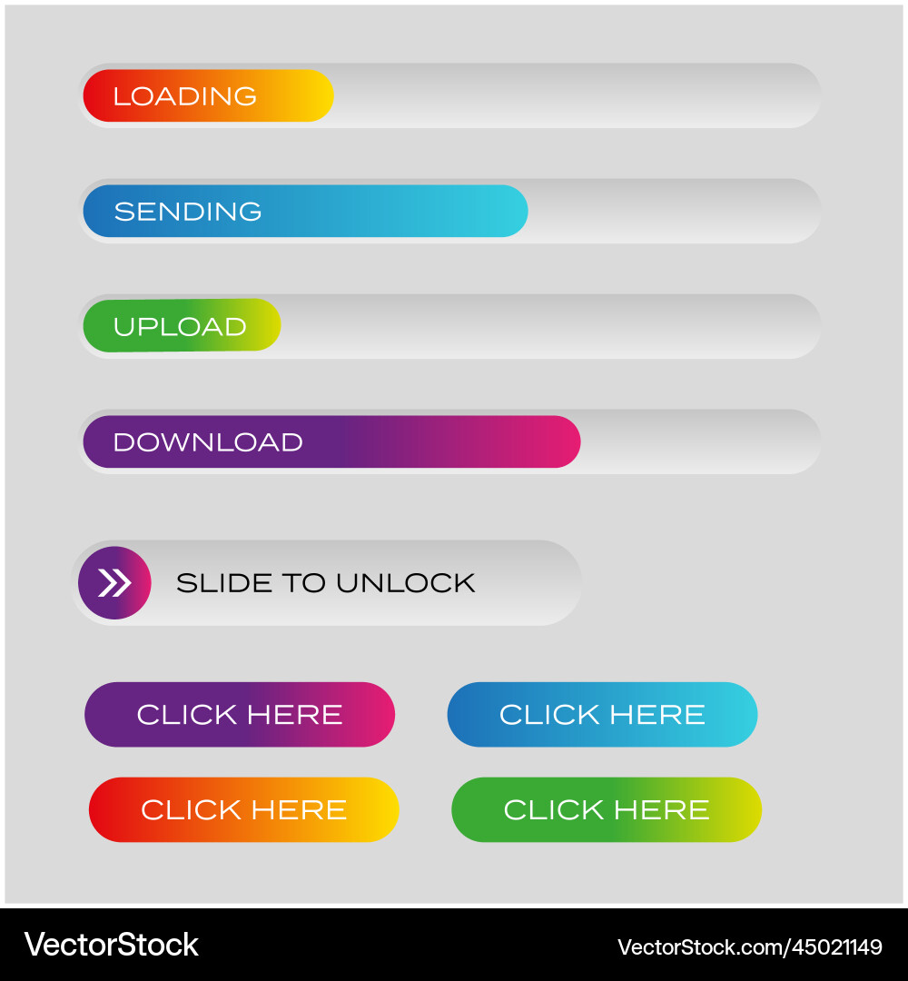 Progress bar upload download web button vector image