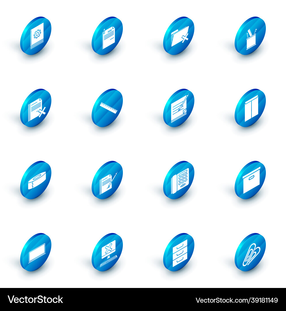 Set file document and paper clip delete folder Vector Image