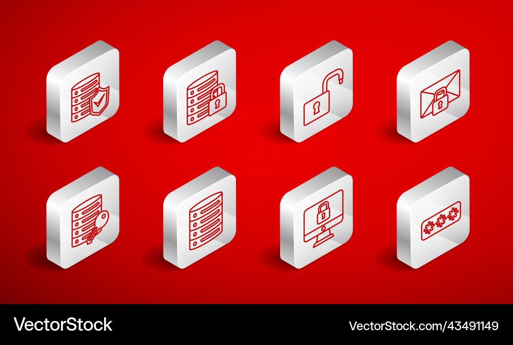 Set line password protection server security Set line password protection server security vector image