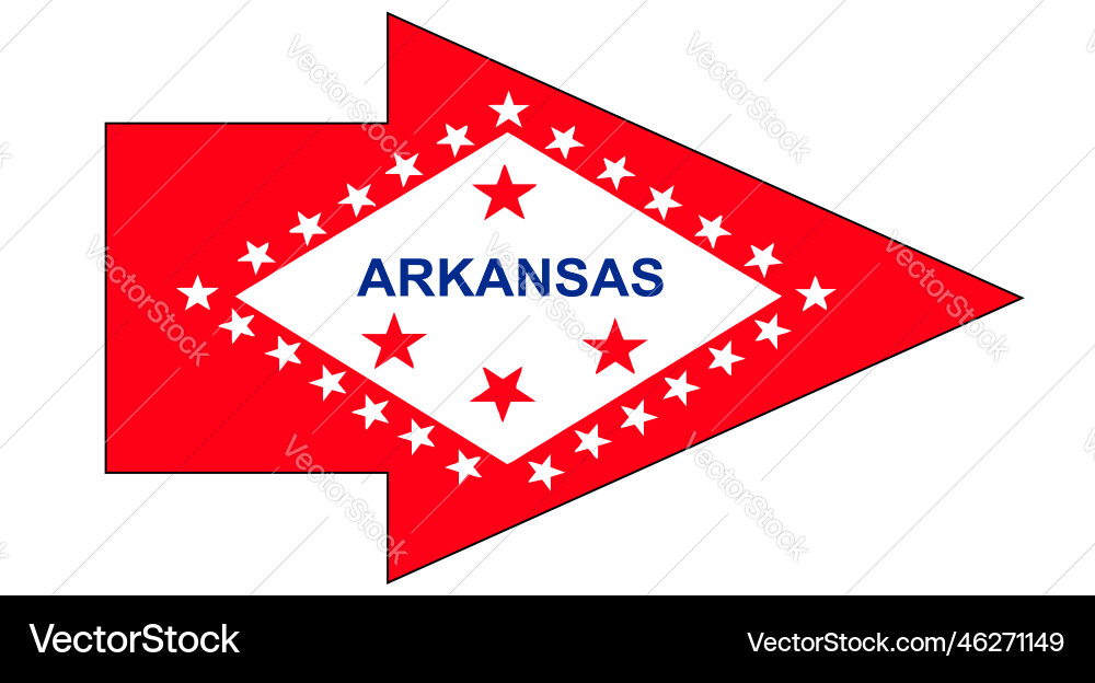 State of arkansas flag in an arrow pointer vector image