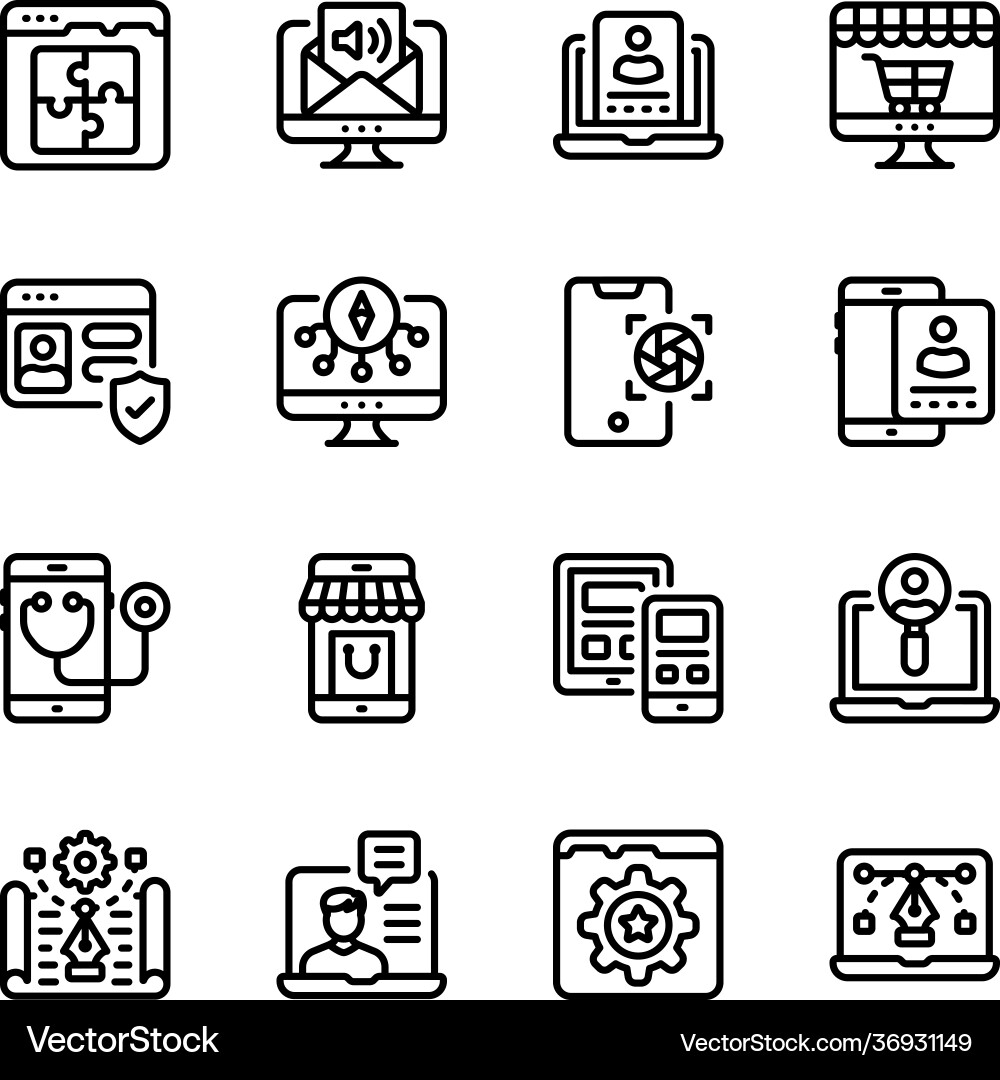 Web account and graphic linear icons Web account and graphic linear icons vector image