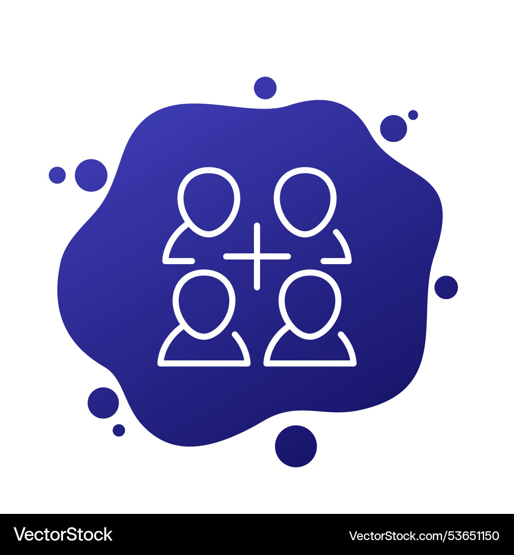 Add to group line icon with users vector image