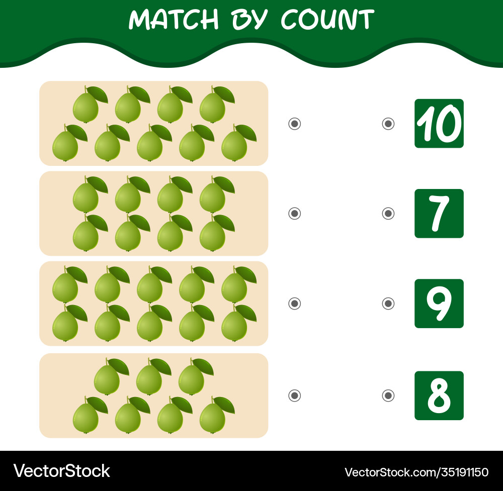 Count Guavas - Matching Game Vector Image