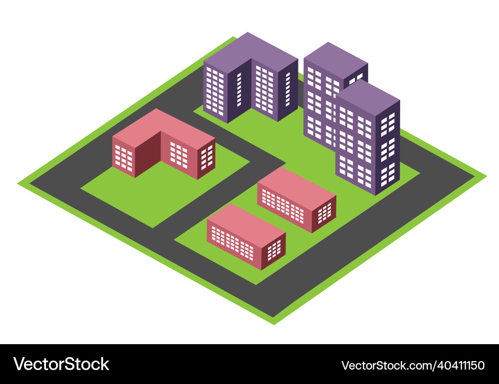 Isometric urban architecture block building Isometric urban architecture block building vector image