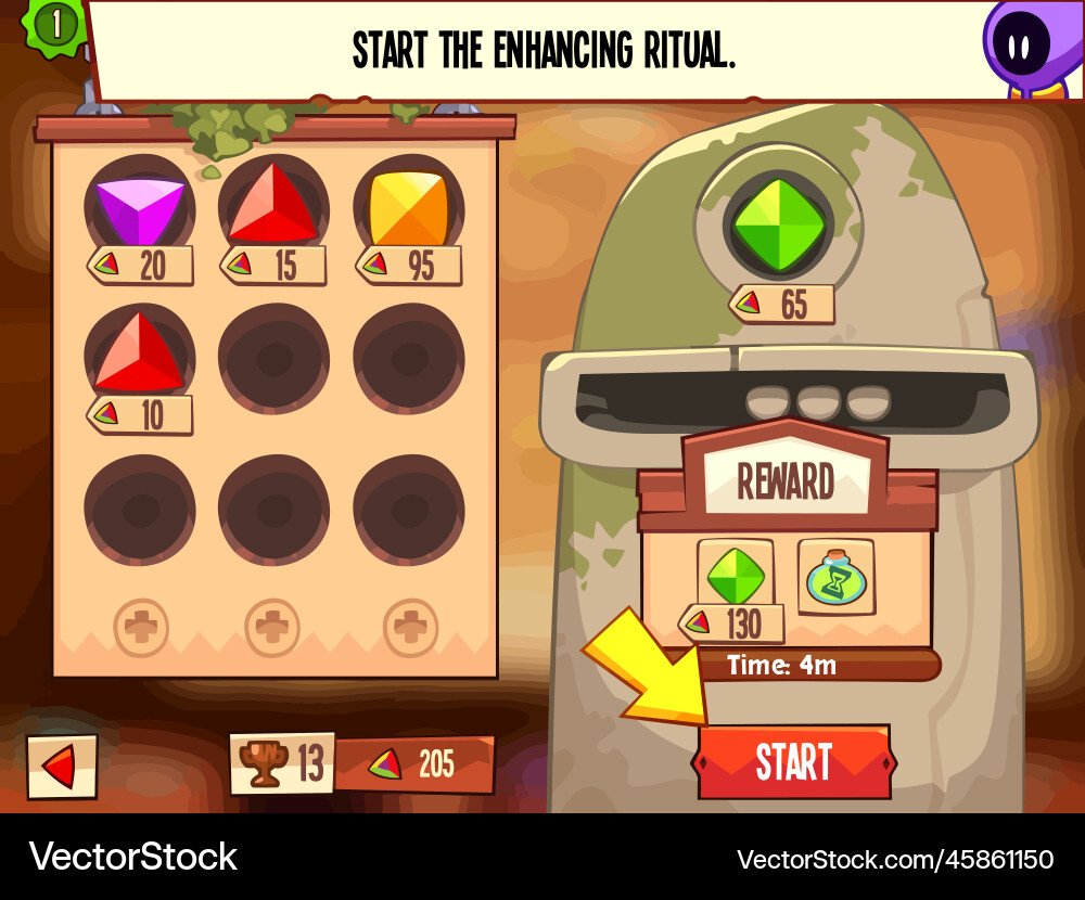 Komplettes Set von Level-Taste Spiel ui Pop-up-Symbol vektorbild
