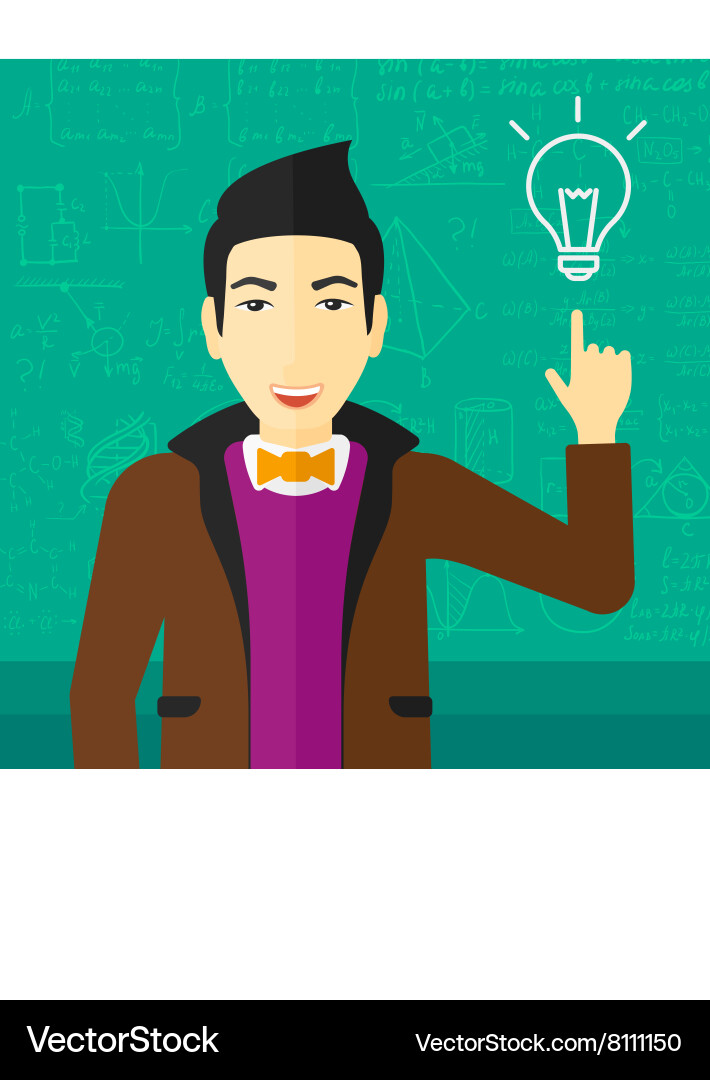 Man pointing at light bulb vector image