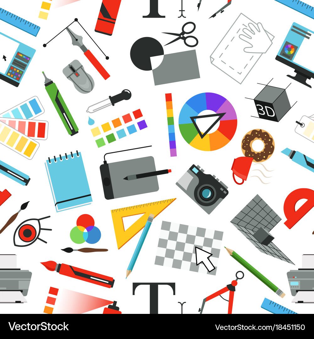 Seamless pattern with different work tools vector image