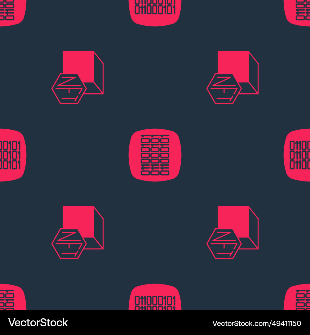 Set nft digital crypto art and binary code Vector Image