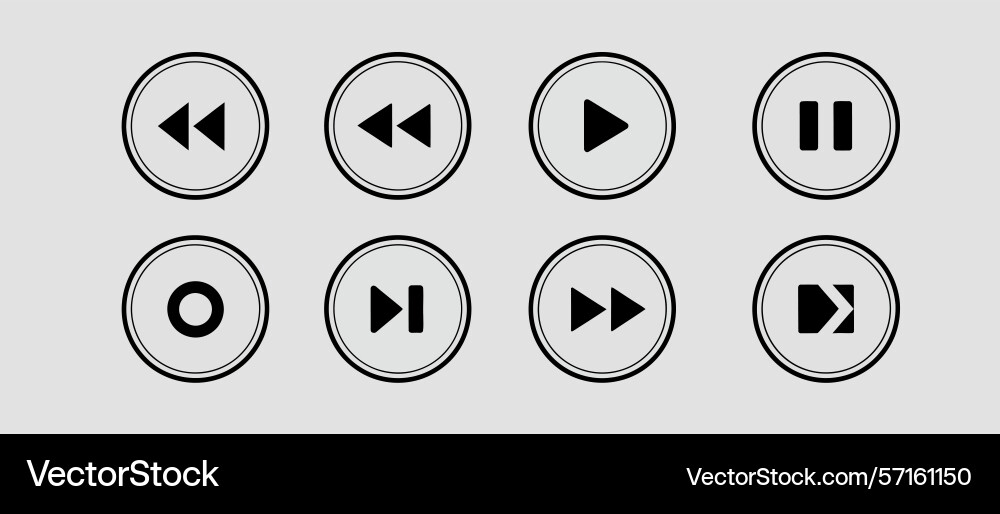 Set of circular media player control buttons Vector Image