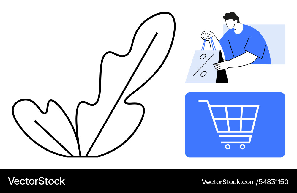 Shopper carrying bags with percentage sign Shopper carrying bags with percentage sign vector image
