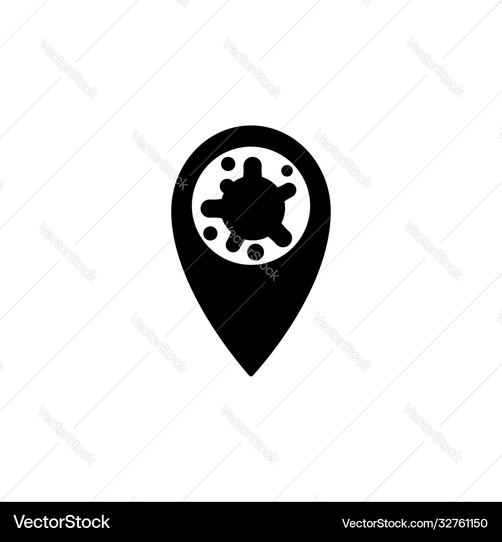 Virus bacteria and map pointer icon symbol sign Virus bacteria and map pointer icon symbol sign vector image