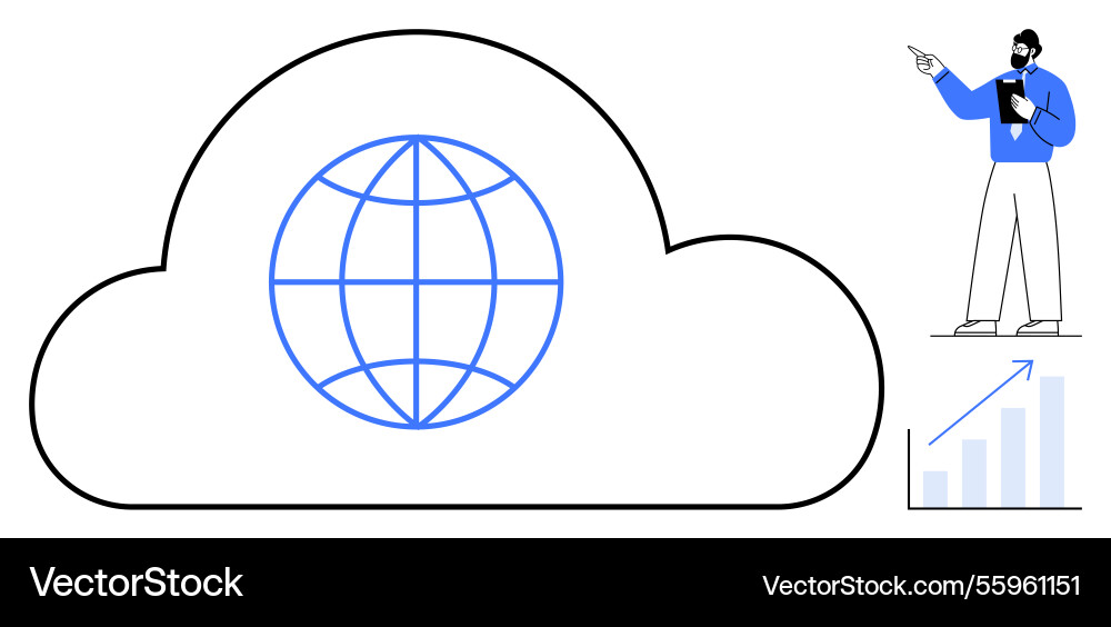 Cloud computing with global network and data Cloud computing with global network and data vector image