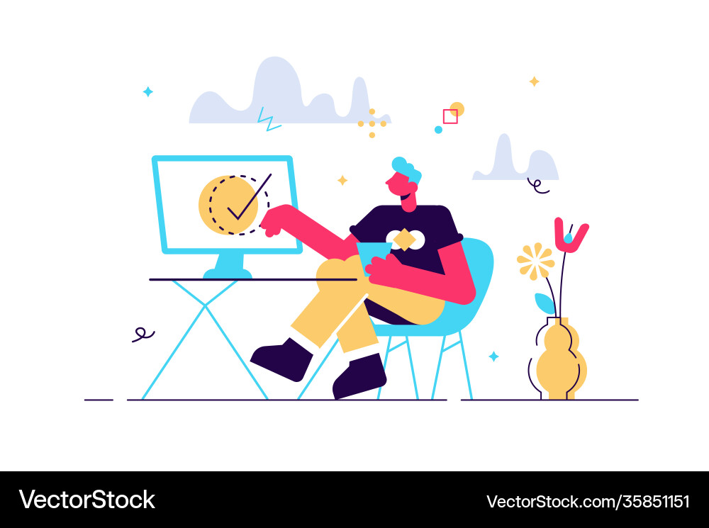 Completed task with submitted and approved pass vector image