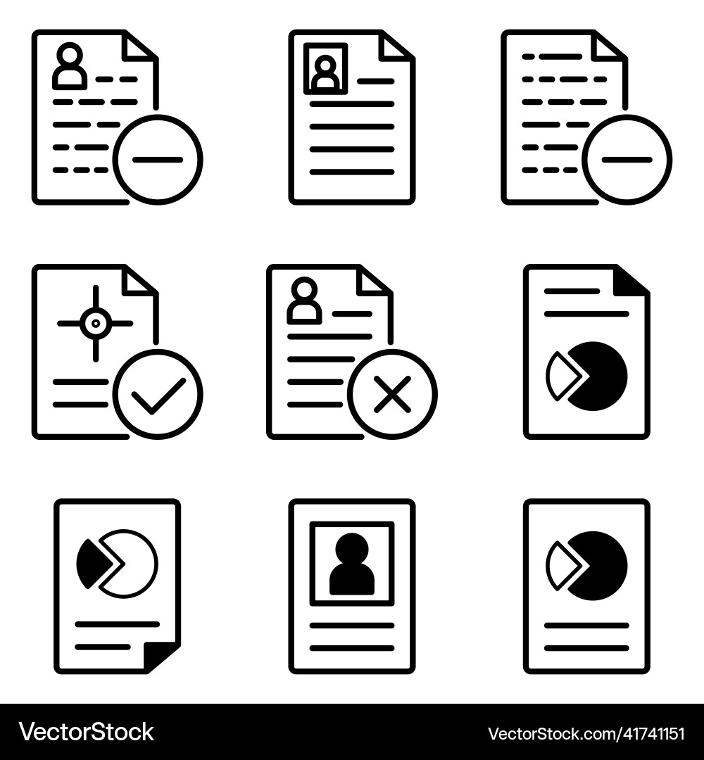 Docs1-2 flat icon set isolated on white background Docs1-2 flat icon set isolated on white background vector image