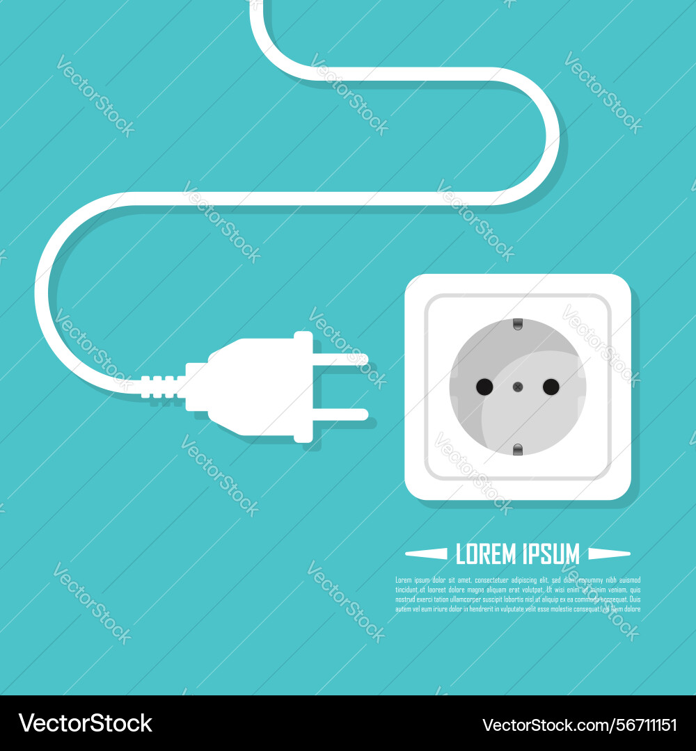 Electric socket icon in flat style connection vector image