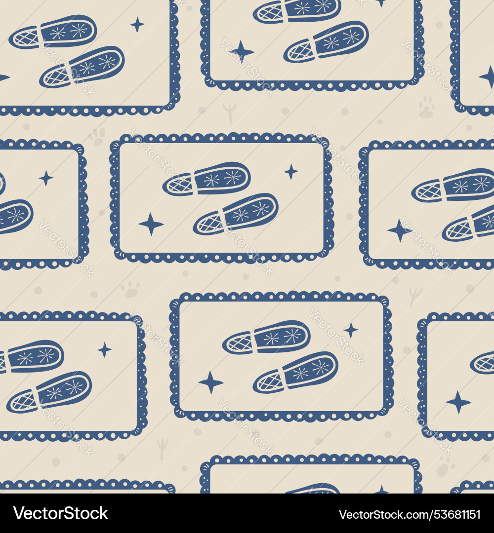 Footprint emblem seamless pattern boot prints vector image