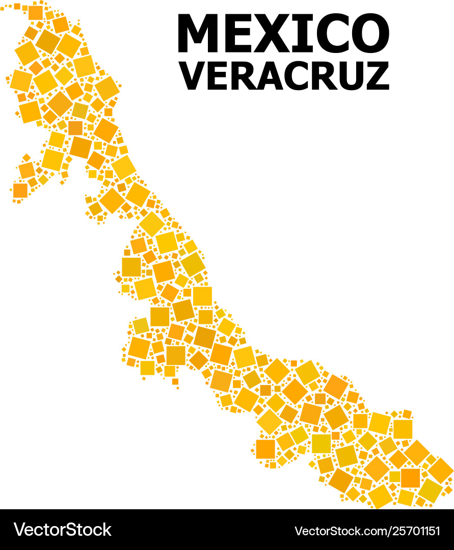 Gold rotated square pattern map veracruz state Vector Image