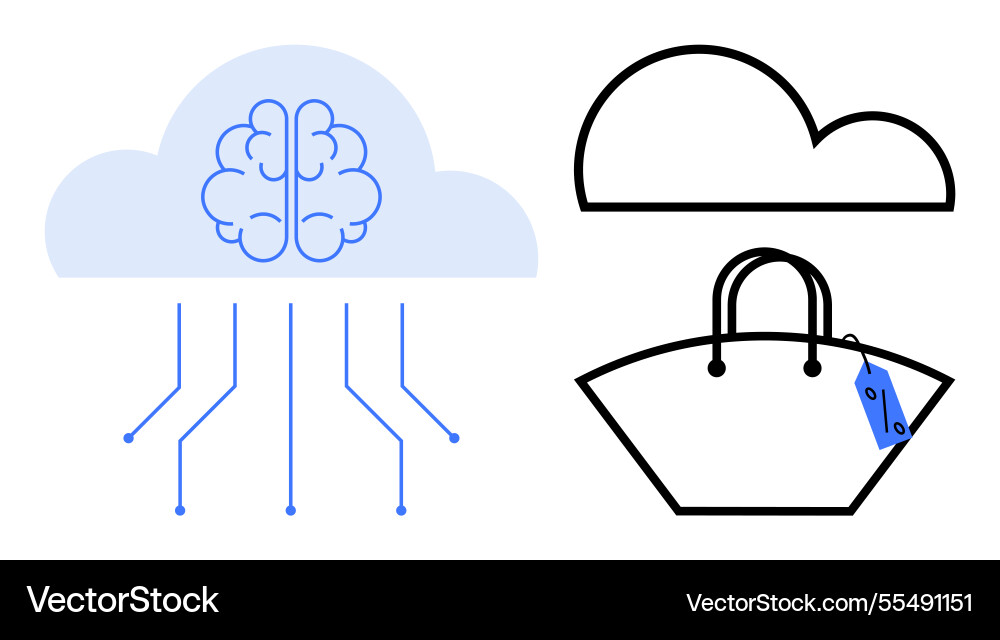 Integration of cloud computing artificial Integration of cloud computing artificial vector image
