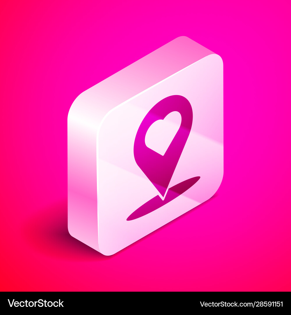 Isometric map pointer with heart icon isolated Isometric map pointer with heart icon isolated vector image